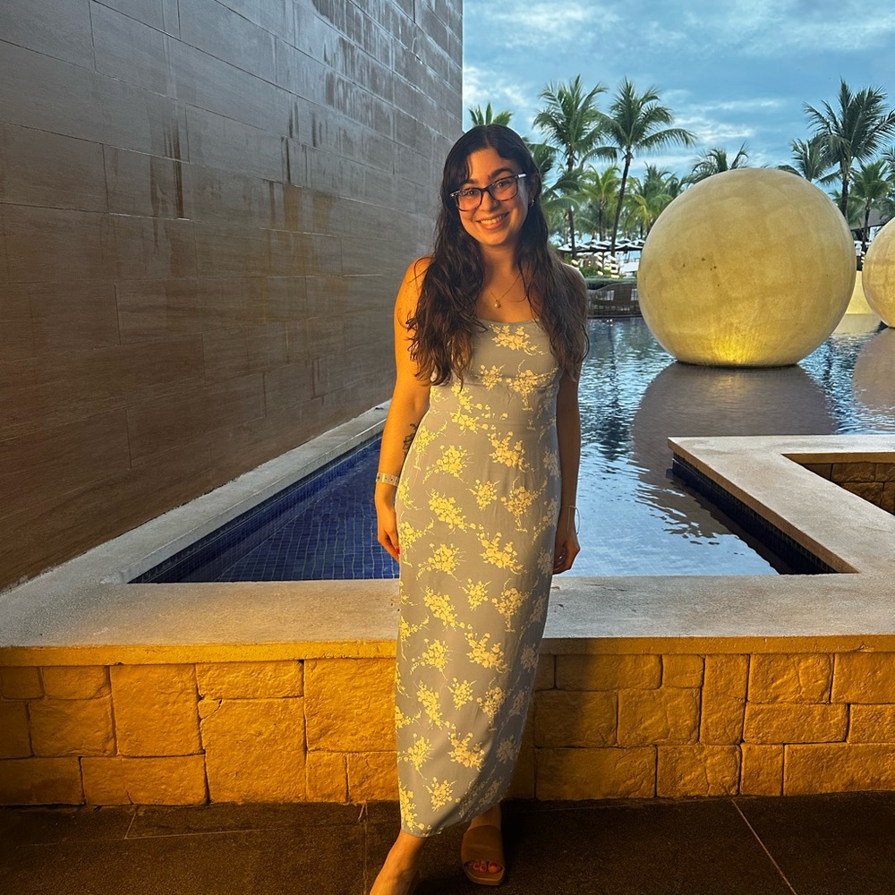 Elegant Blue Floral Maxi Dress